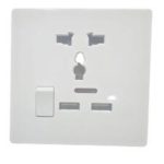 Prise murale blanche multi-port – USB, Type-C et secteur
