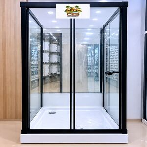 Cabine de Douche Premium Noir Mat avec Verre Trempé
