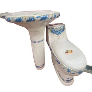 Ensemble Sanitaire Floral Bleu Royal